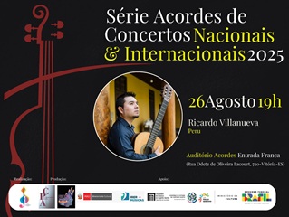 O guitarrista peruano Ricardo Villanueva Imafuku participará do Festival Internacional de Violão do Espírito Santo, Brasil