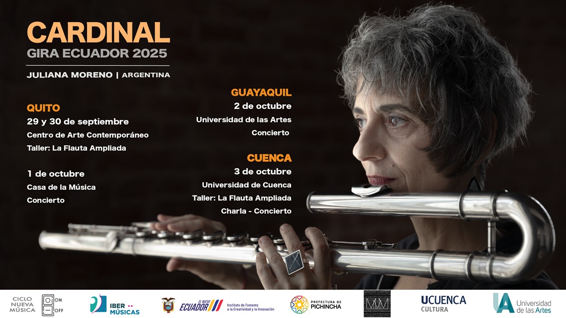 O Ciclo On/Off de Música Contemporânea do Equador apresenta a turnê Cardinal da flautista argentina Juliana Moreno