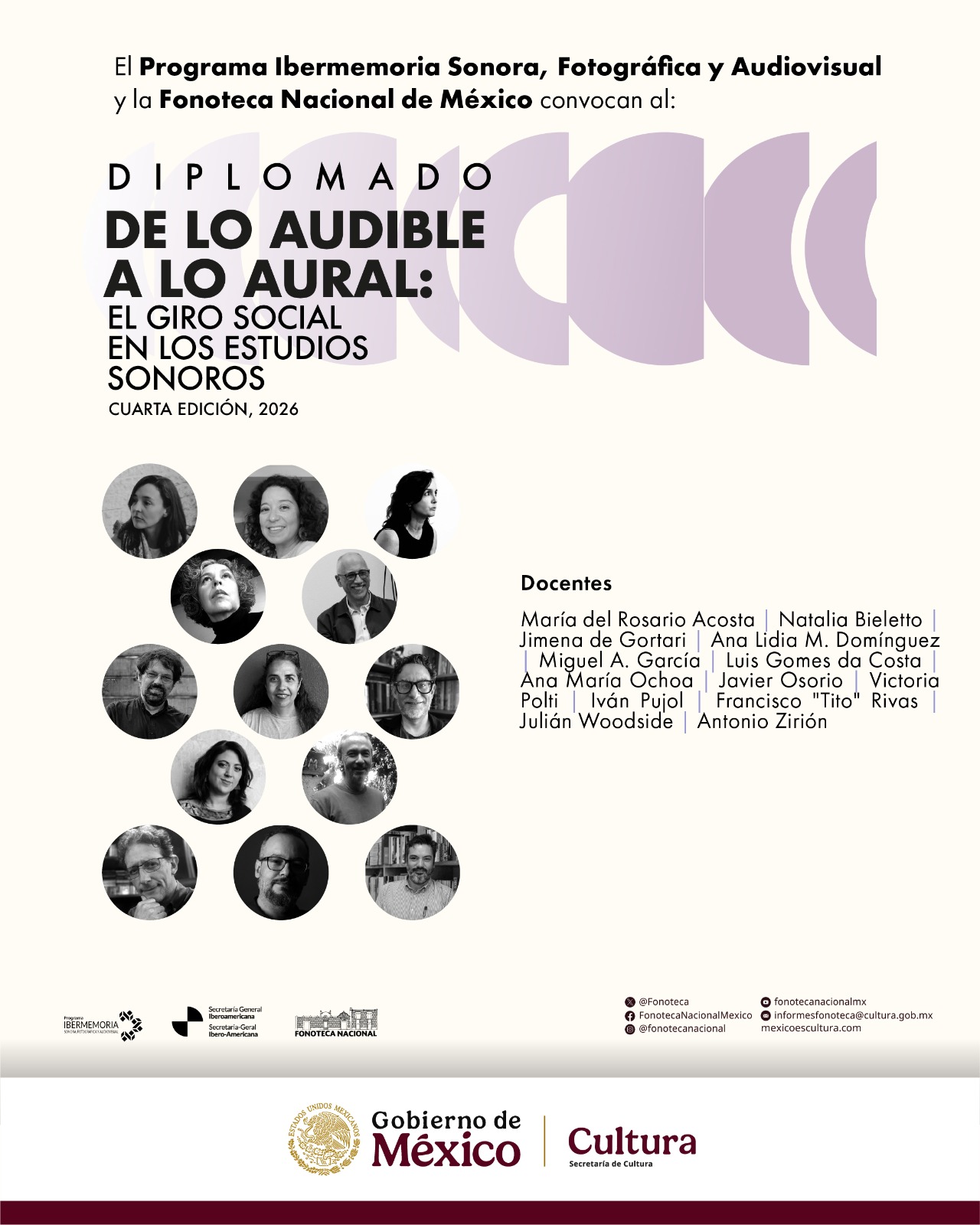 O Programa Ibermemória Sonora, Fotográfica e Audiovisual e a Fonoteca Nacional do México convocam para o Diplomado “Do audível ao aural: a virada social nos estudos sonoros”