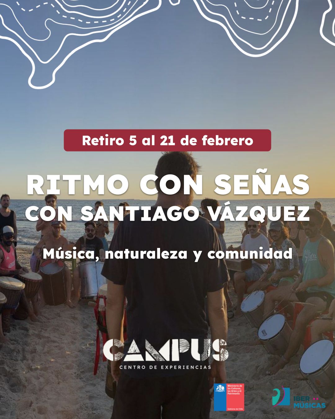 O músico chileno Antonio San Martín se prepara para iniciar sua especialização em Ritmo com Señas sob a tutoria de Santiago Vázquez no Uruguai