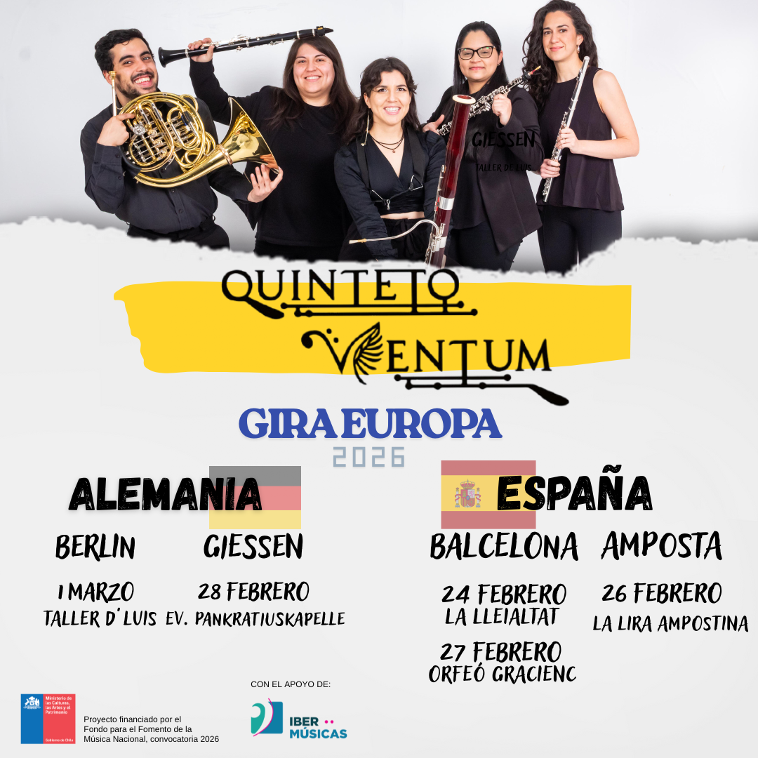 O Quinteto Ventum do Chile realizará uma turnê europeia com apresentações na Espanha e na Alemanha
