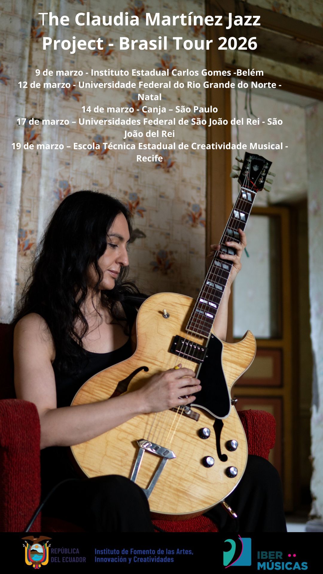 A guitarrista de jazz equatoriana Claudia Martínez inicia sua turnê “Fotos Mentais: Encontros Musicais em Escolas do Brasil”
