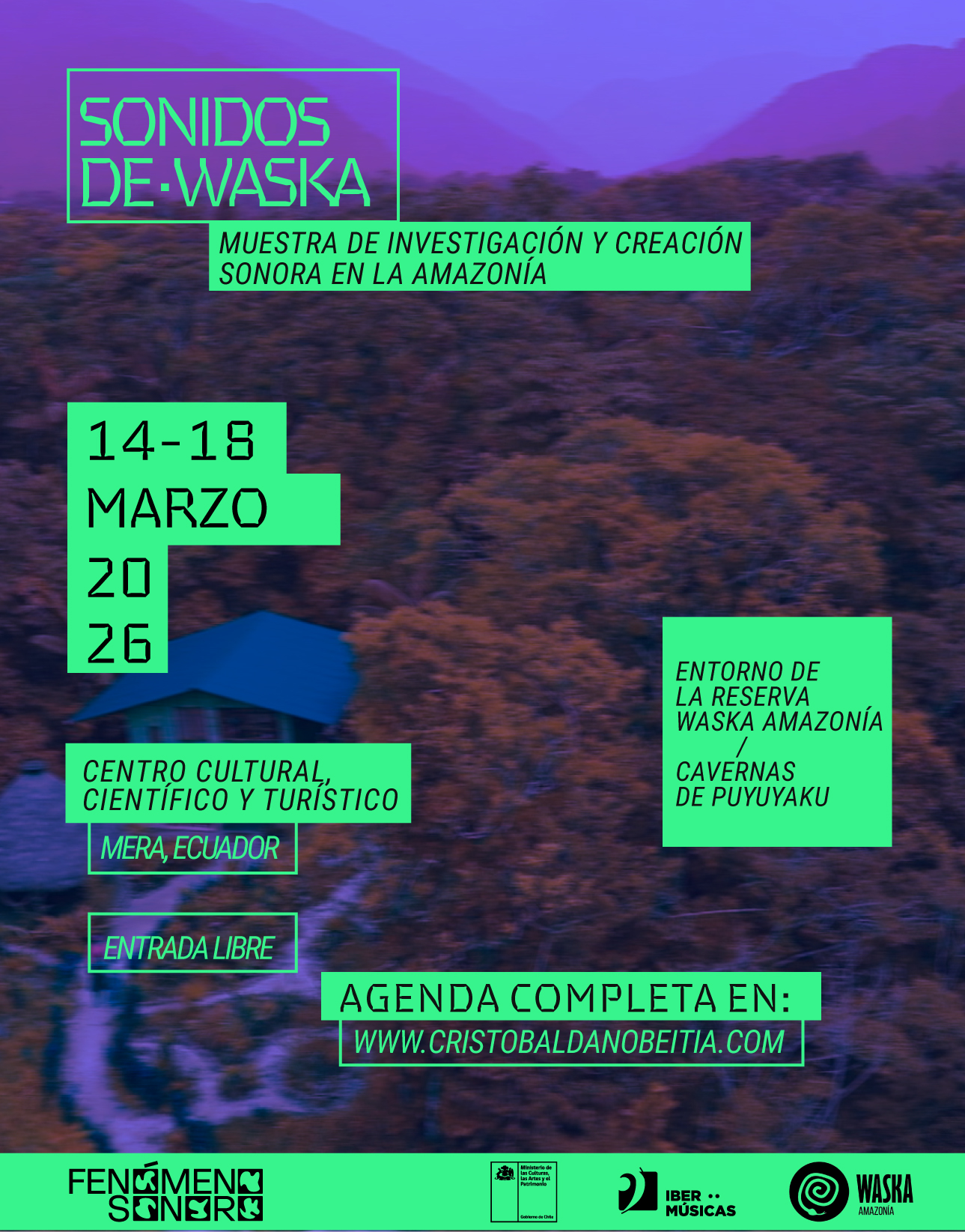 O artista sonoro e pesquisador chileno Cristóbal Dañobeitía apresenta sua exposição no âmbito sua residência de pesquisa e criação sonora na Amazônia equatoriana