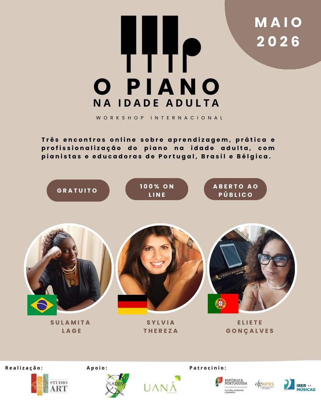 Com três transmissões on line, Chega Workshop Internacional “O Piano na Idade Adulta”