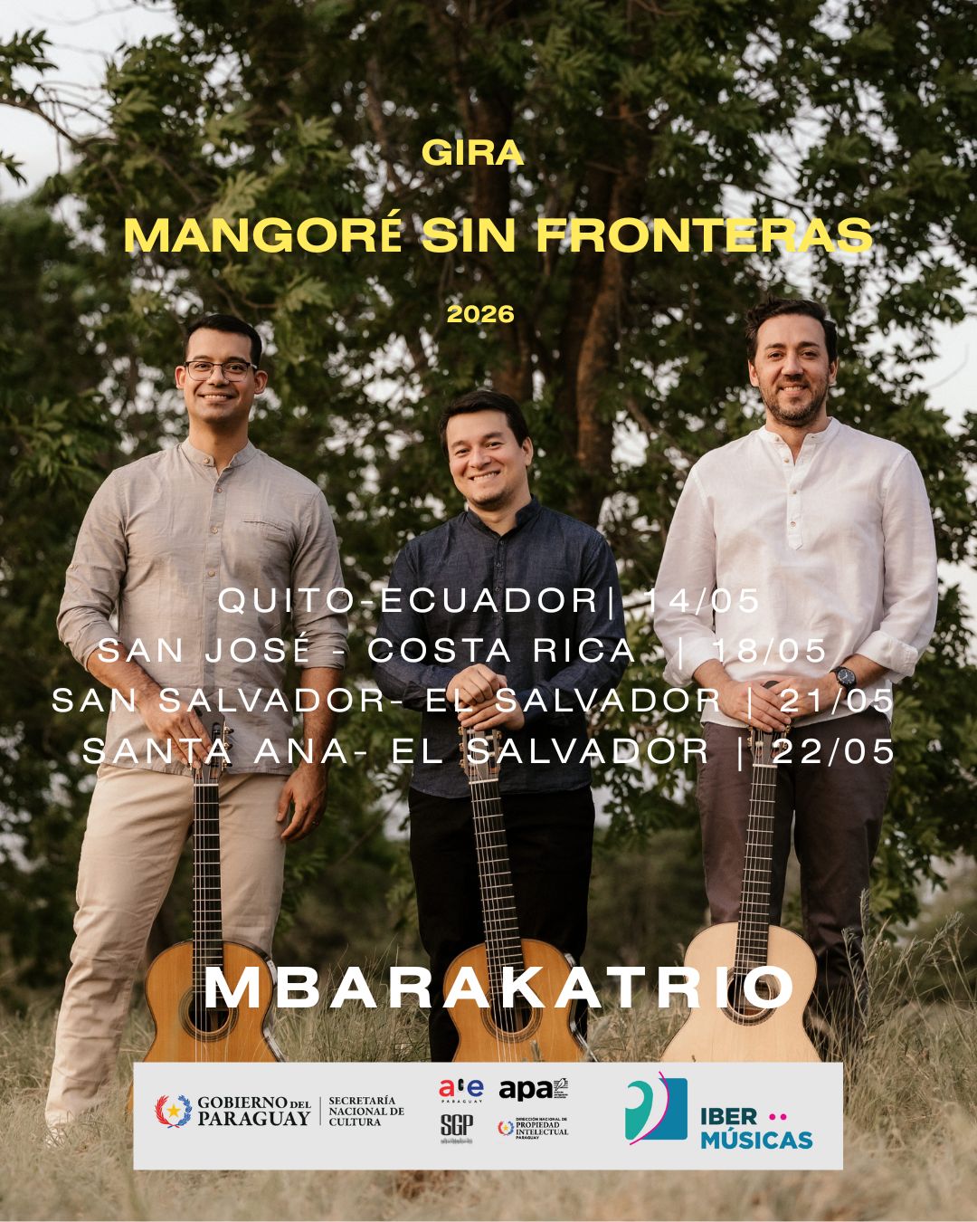 O MbarakaTrío do Paraguai realizará a turnê “Mangoré Sem Fronteiras” por palcos da Costa Rica, Equador e El Salvador