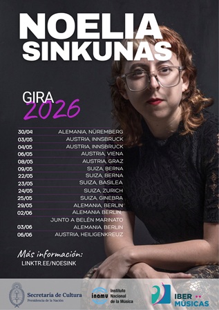 A pianista e compositora argentina Noelia Sinkunas realizará sua quarta turnê europeia