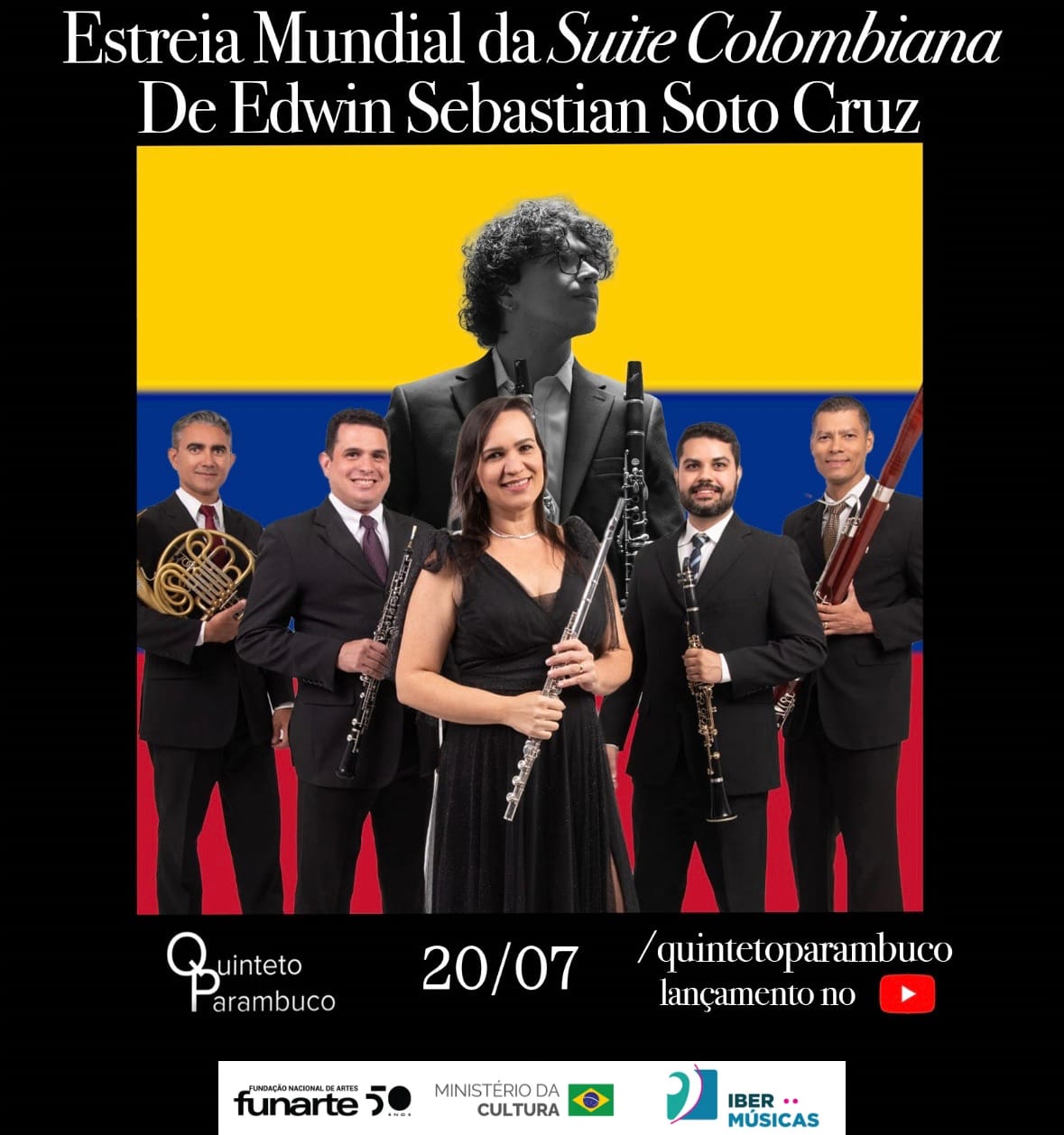 O ensamble de sopros brasileiro Quinteto Parambuco fará a estreia mundial da Suite Colombiana No 1 de Edwin S. Cruz