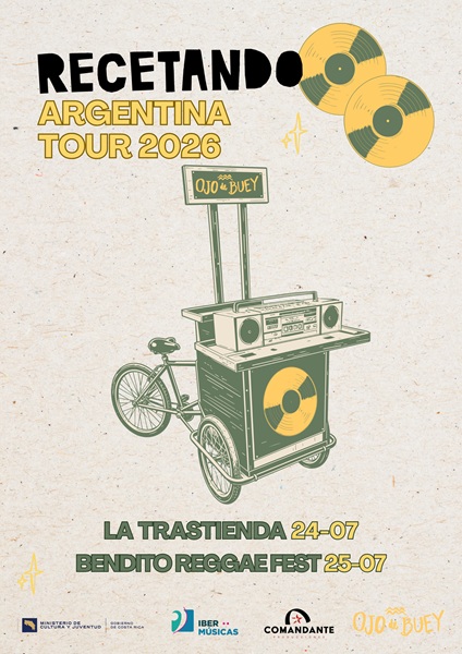 La banda de reggae costarricense Ojo de Buey realizará su gira Recetando – Argentina Tour 2026