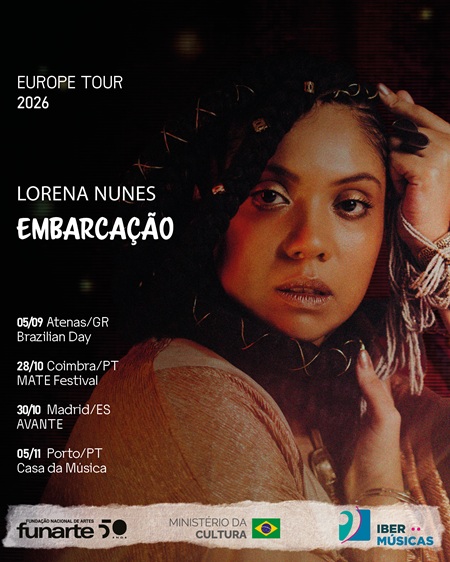 Celebrando 40 años de vida y 15 de carrera, la cantante brasileña Lorena Nunes lleva el espectáculo “Embarcação” a Portugal, España y Grecia